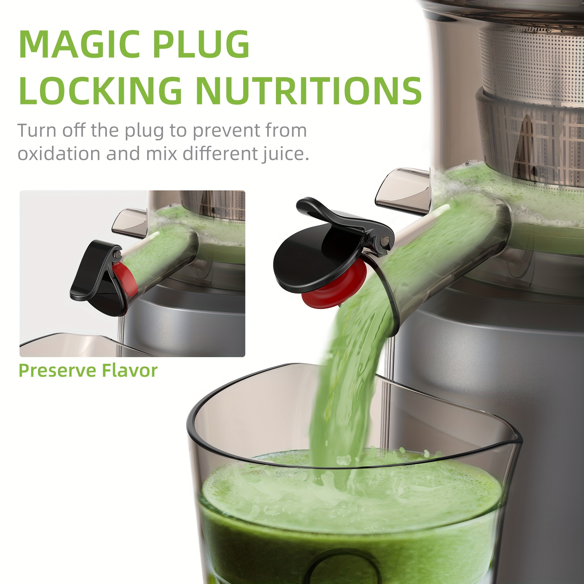 wide chute slow masticating juicer bpa free cold press juicer blender fit whole fruit and vegetable details 9