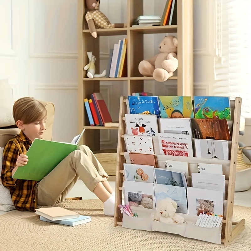 1pc organizador de madera estantería de madera para libros detalles 5