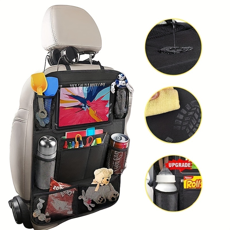 

Summer Car Seat Organizer With Tablet Holder - Multi-function Backseat Storage Bag For Vehicle Accessories, Durable Polyester