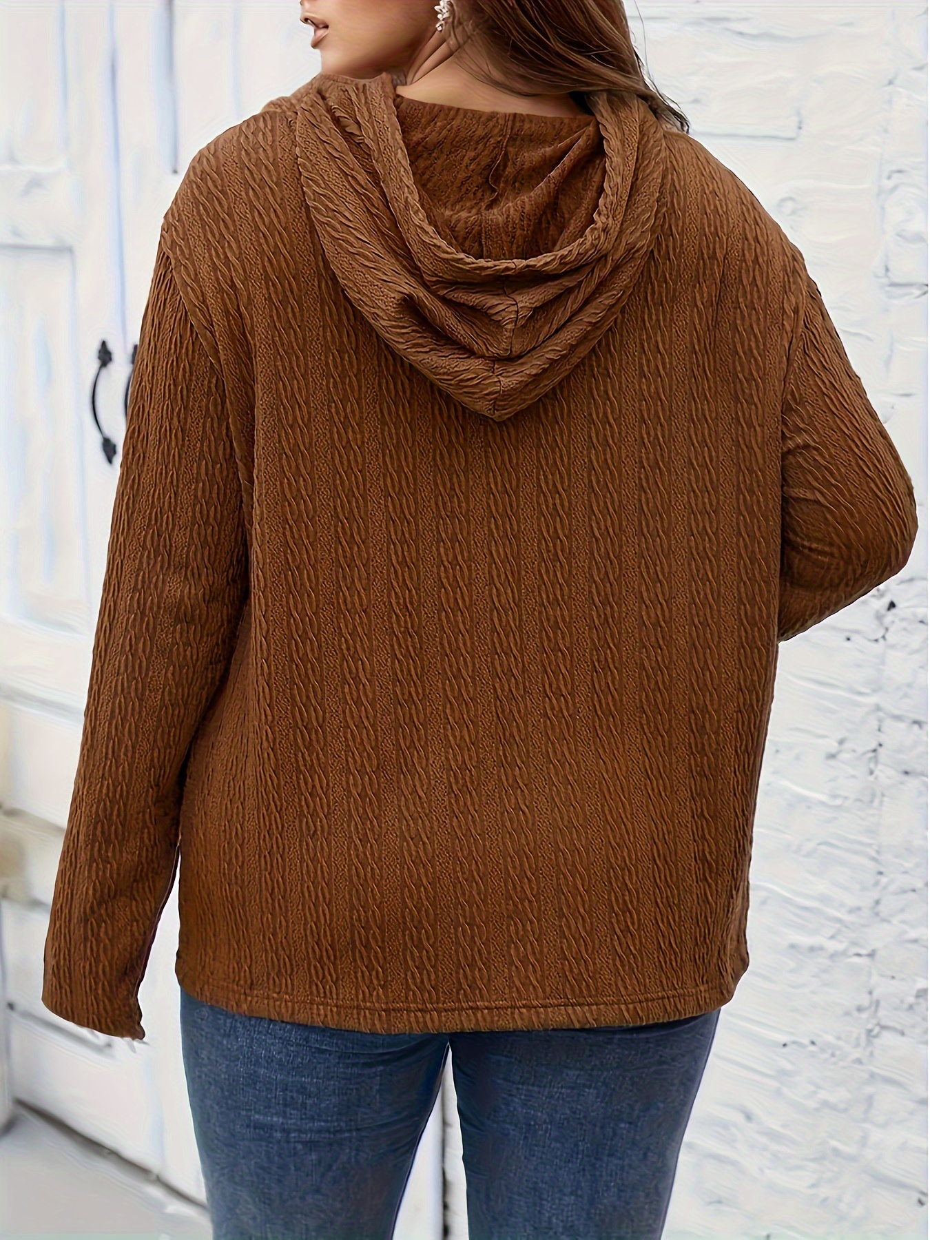 plus size casual strick hoodie damen elegante einfarbige Temu