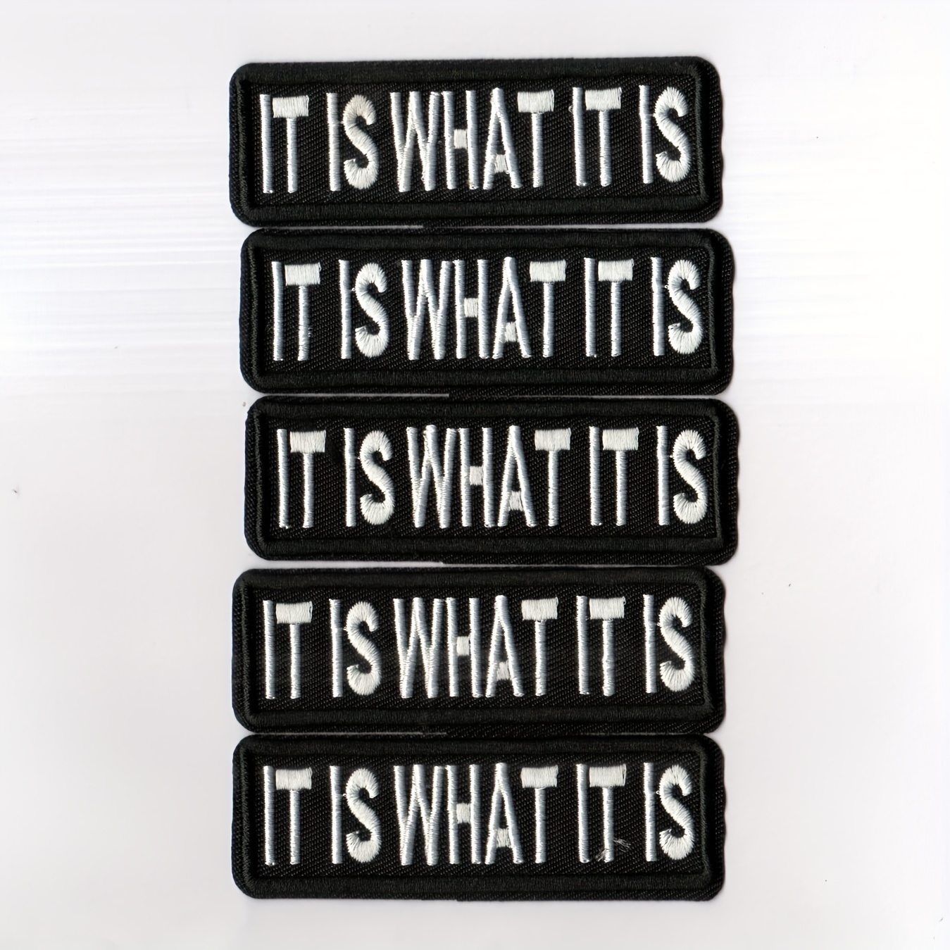 5pcs " What " Embroidered Iron-on Patches, Diy Appliques For Clothing And Accessories Repair Badges, Suitable For Apparel, Bags, Shoes, Hats, And Home Decor, Iron-on Application