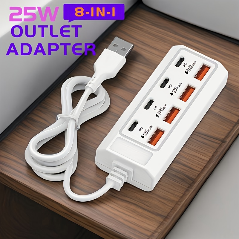 1pc25w rv fast charging   port usb hub 4usb a 4type c pd central dashboard charger suitable for rvs campers can charge tablets laptops dash cams simultaneously   with   protection