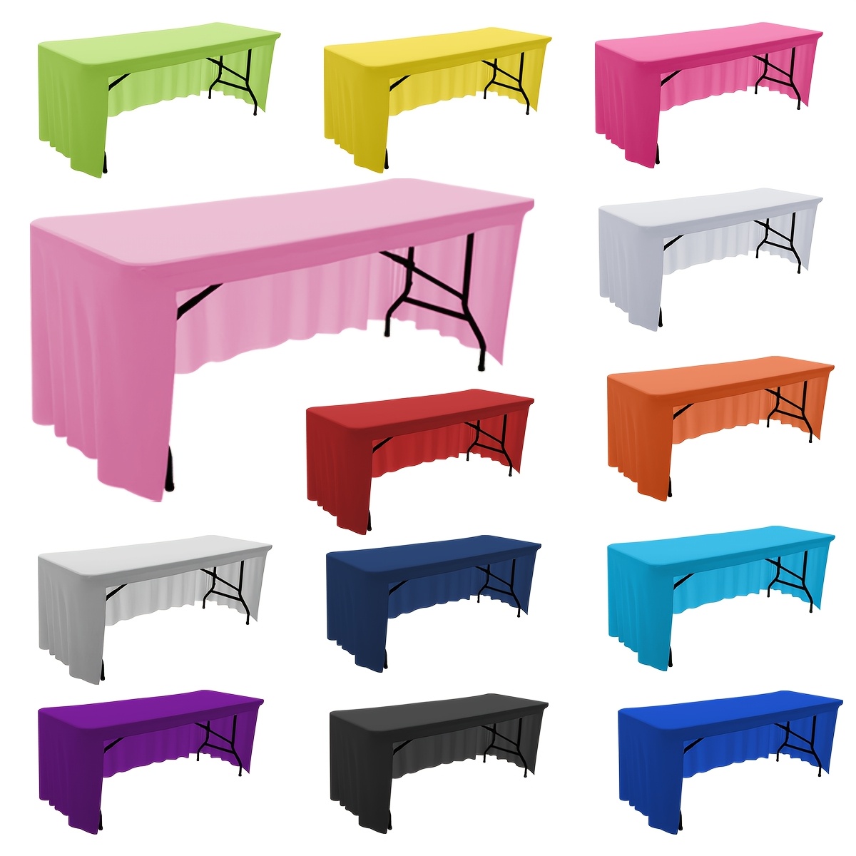item picture stretchy rectangular table skirt solid color polyester blend kitchen dining decor