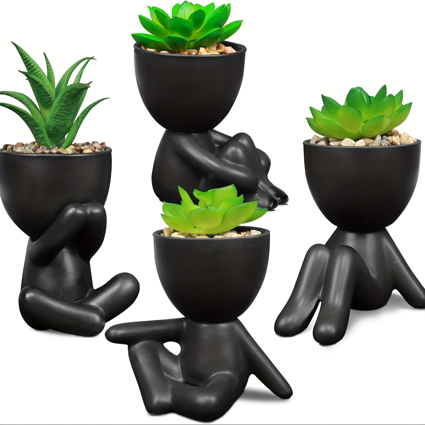 TEMU 4pcs Creative Flower Pots, Suitable For Room Bathroom Home Desk Accessories Decorations - Perfect Humorous Gift Idea