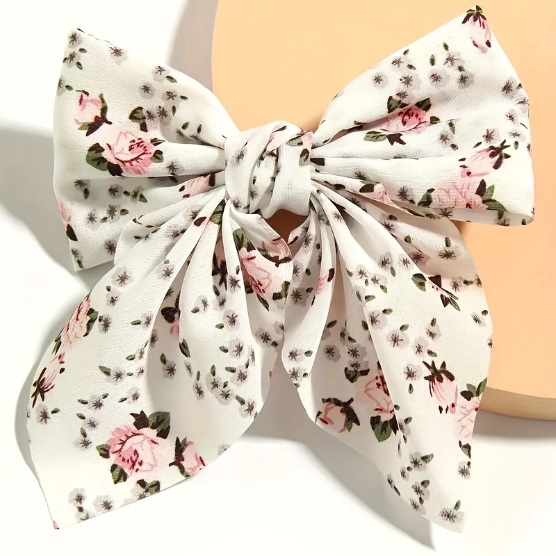 

Elegant Bohemian Fabric Bow Hair Clip – Floral Printed Barrette For Women And Girls, Single Piece, And Valentine's Day (14+ Age Group)