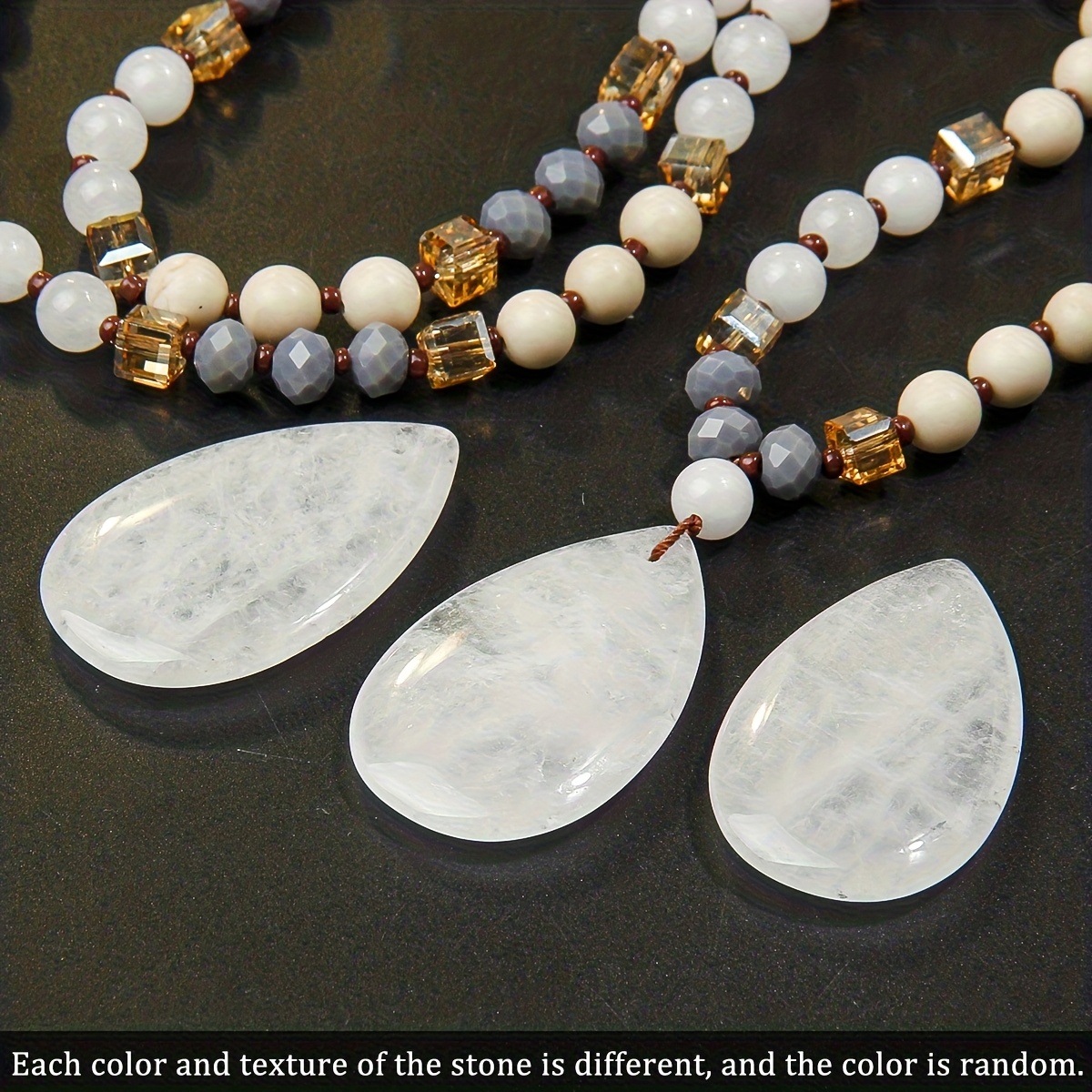 Natural Stone Beads Necklace with Hand-Rolled Beads for Women