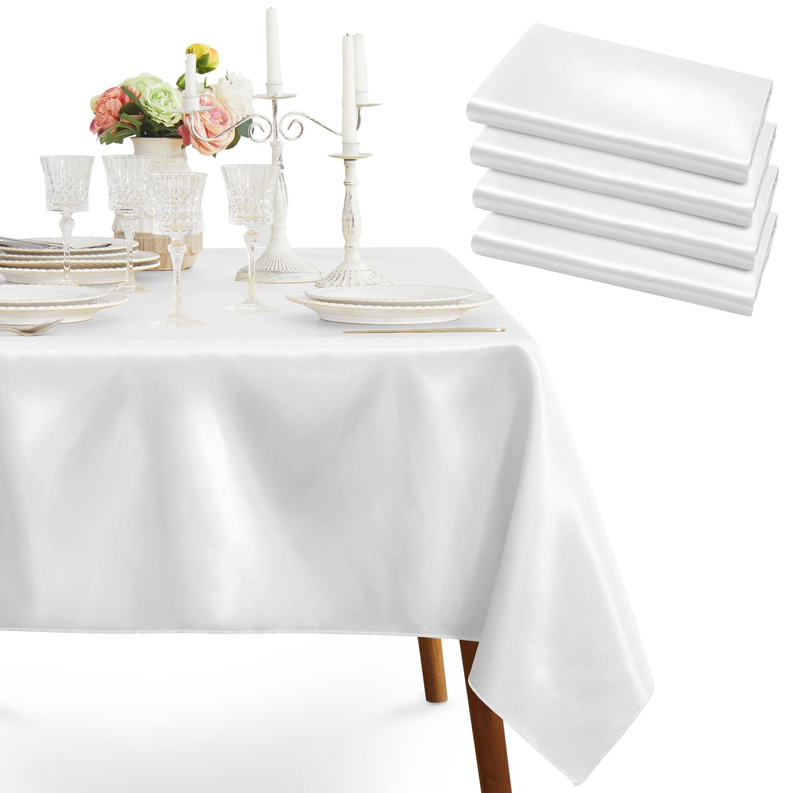 5pcs Tablecloth 259x147cm Wedding Rectangular Bright Tablecloth Smooth Fabric Tablecloth For Wedding, Banquet, Party And Event Table Decoration Used Multiple Times