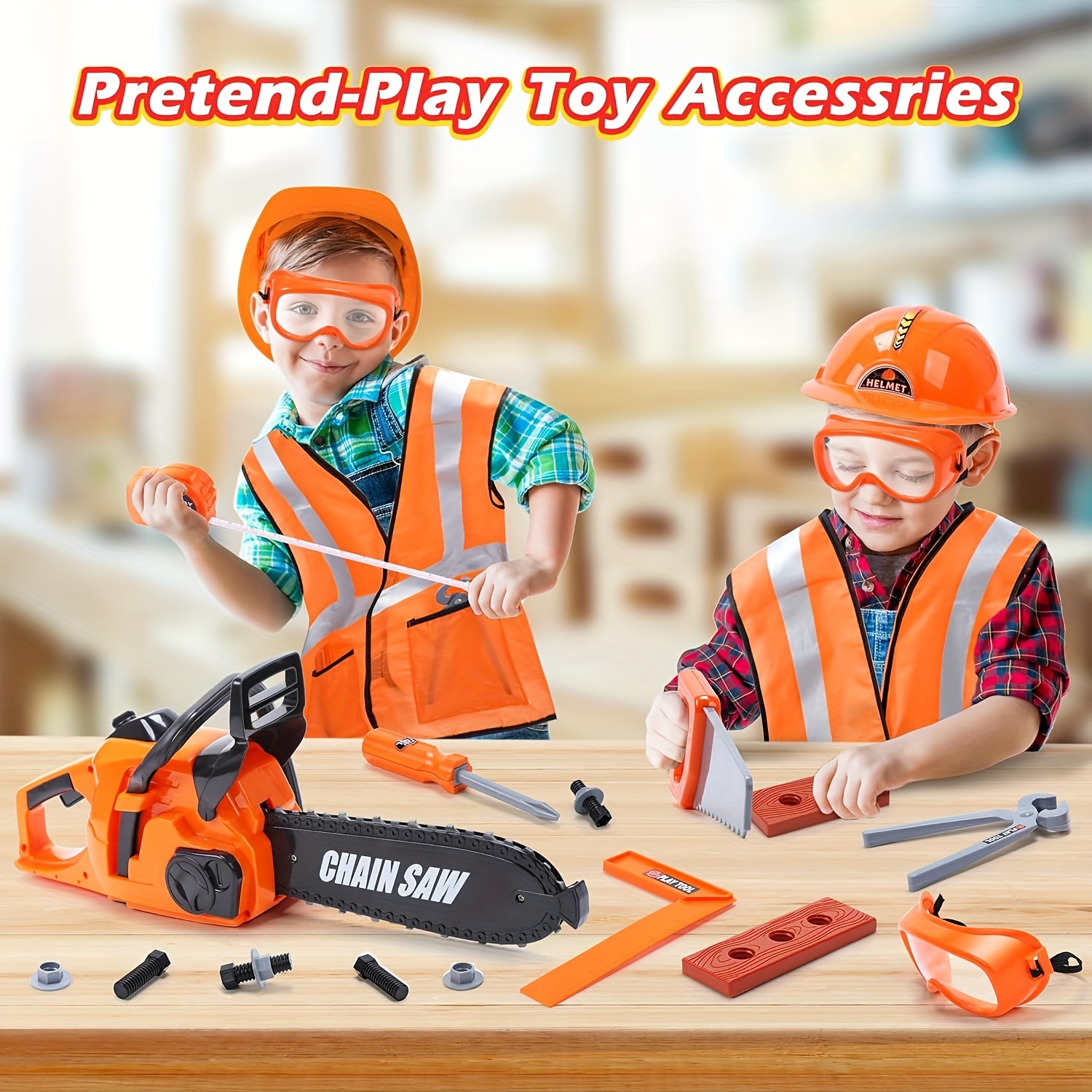 

Toy Chainsaw Pretend Play Series Tool Toy Set, Outdoor Electronic Chainsaw Stem Preschool Tool Set
