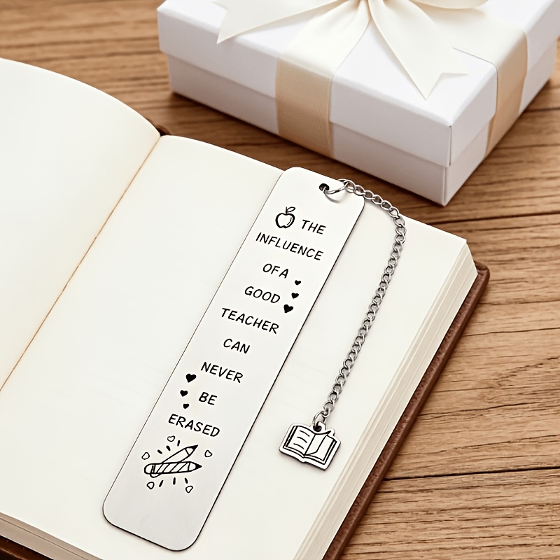 TEMU 1 Stainless Steel Bookmark "grateful Teacher Stainless Steel Bookmark ' Of A Good Teacher ' English Engraved Pendant, Gift For Teacher's Day