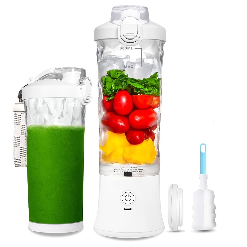 1 szt., Przenośny blender 20 oz z ładowaniem przez USB, Podwójne tryby do smoothie i świeżych soków, Kompaktowy design na wynos