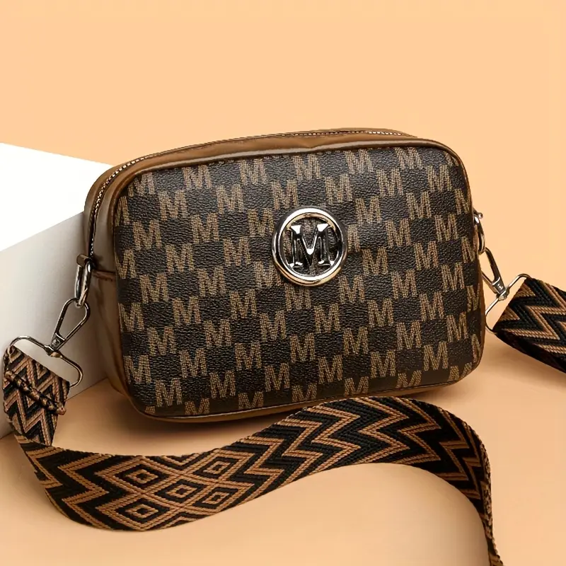 perfect lily mini crossbody bag black white check pattern adjustable strap zip closure lightweight multi use shoulder tote bag for everyday pattern bag zippered closure small purse details 9