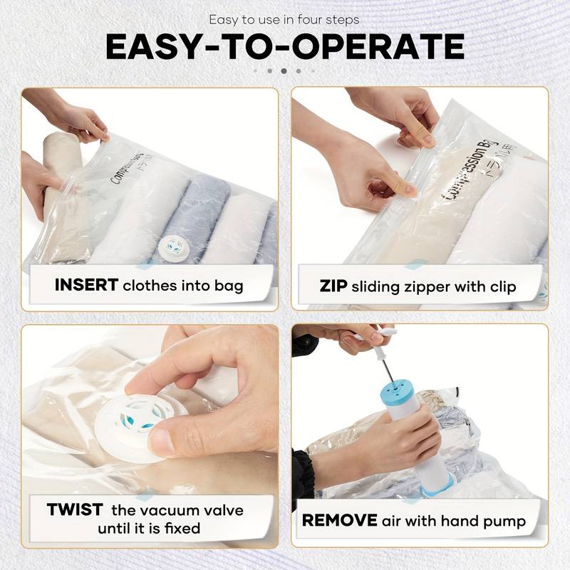 15 Sacchetti Sottovoto Per Abbigliamento Con Pompa Manuale - 3 Dimensioni (60x40, 70x50, 80x60 Cm) - Riutilizzabili E Antimicrobici