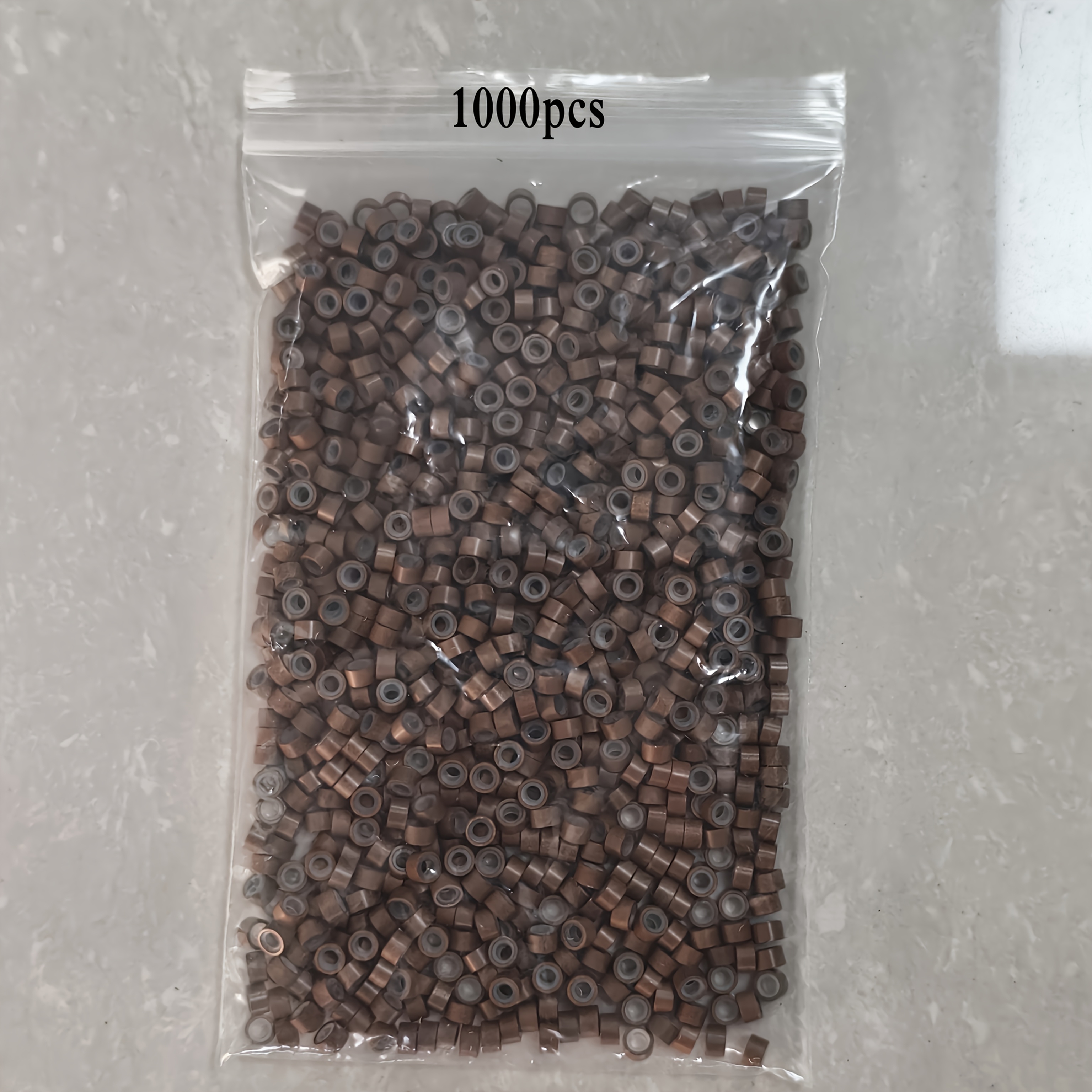 Image of Micro Lined Hair Extension Rings In Packs Of 200, 500, Or 1000 - Crimp Beads Suitable For Wigs And Extensions, Made From Durable Aluminum Links