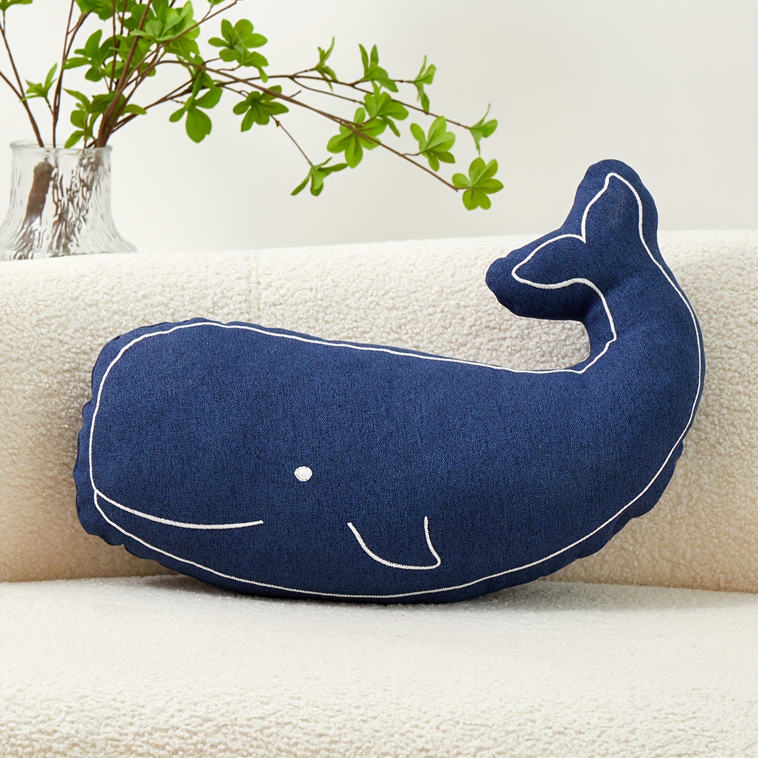 E-shop 1 Stück, Kissenbezug, Wal-Kissenbezug, Einseitig bestickt, 19,6*13,8 Zoll, geeignet für Sofa, Wohnzimmer, Schlafzimmer, Heimdekoration