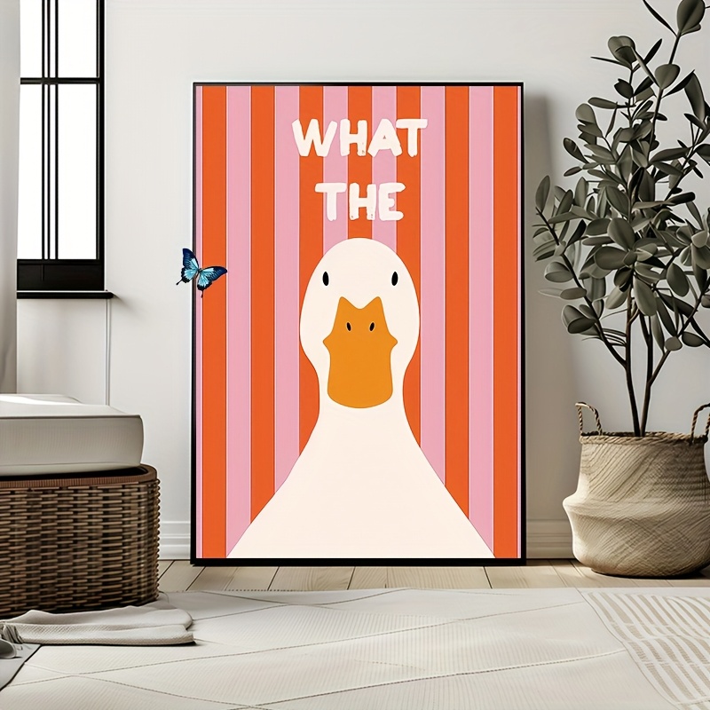 E-shop 2D Flach, 2D Flach, A Rahmenloser Abstrakter Enten Cartoon Kunstdruck - Minimalistische Moderne Leinwand Wanddeko, Ungerahmt, Mit Lebendigen