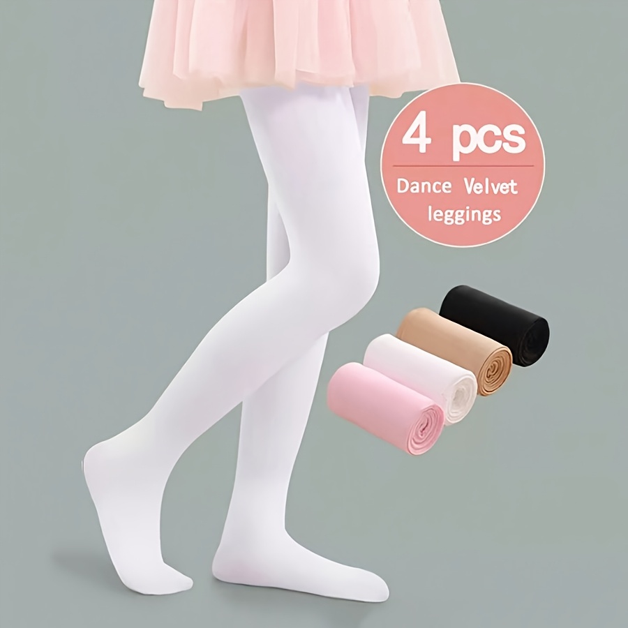 Image of 4pcs Girls' Ballet Dance Socks Tights, High Elasticity Lightweight Breathable Stage Performance Dance Tights, Daily Children's Stockings