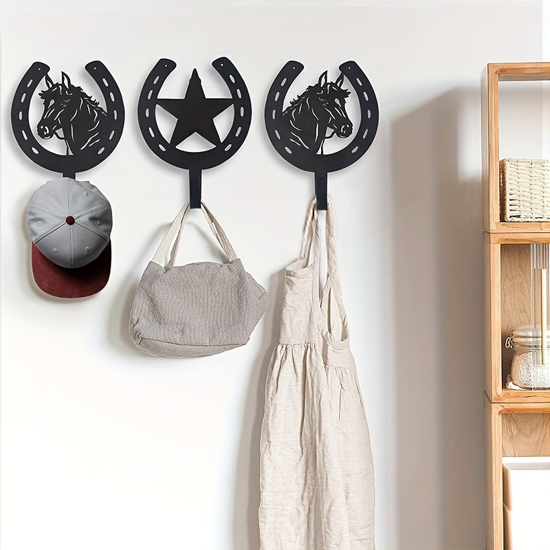 

3pcs/set, Metal Horseshoe Wall Hooks, Artistic Towel And Key Holder, Decorative Coat And Hat Hooks For Home, Kitchen, Study, Living Room Decor, Equestrian Style Hanging Storage Hook