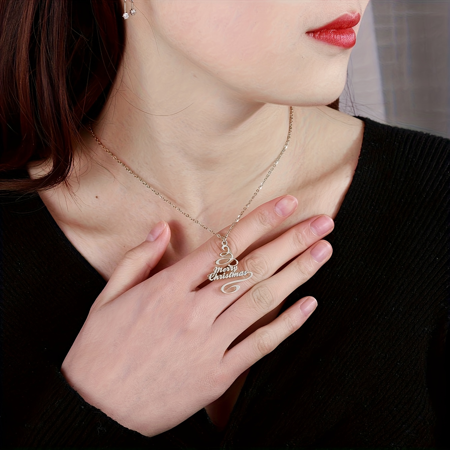 Custom Personalized Christmas Tree Pendant Necklace