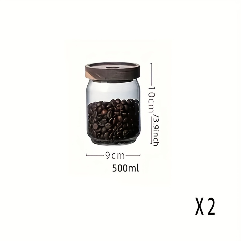 E-shop 2 Stück Glasbehälter mit Deckeln aus Akazienholz - für Kaffee, Kekse, Snacks & Gewürze | Lebensmittelecht, Transparent, Wiederverwendbare Runde