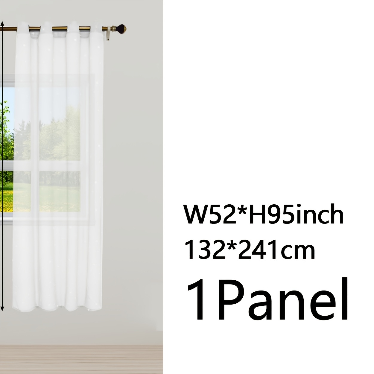 Nordic Pastoral Style Night Light Sheer Curtain For Living Room And Bedroom, , 1pc