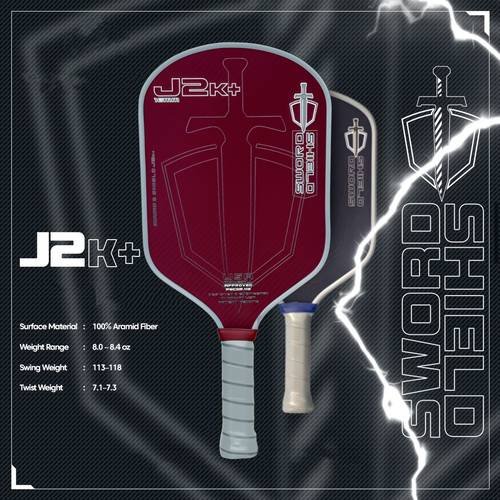 j2k pickleball paddle thermoformed fiber pickleball racquet polymer honeycomb core thickness 16mm textured surface top and slicing and control