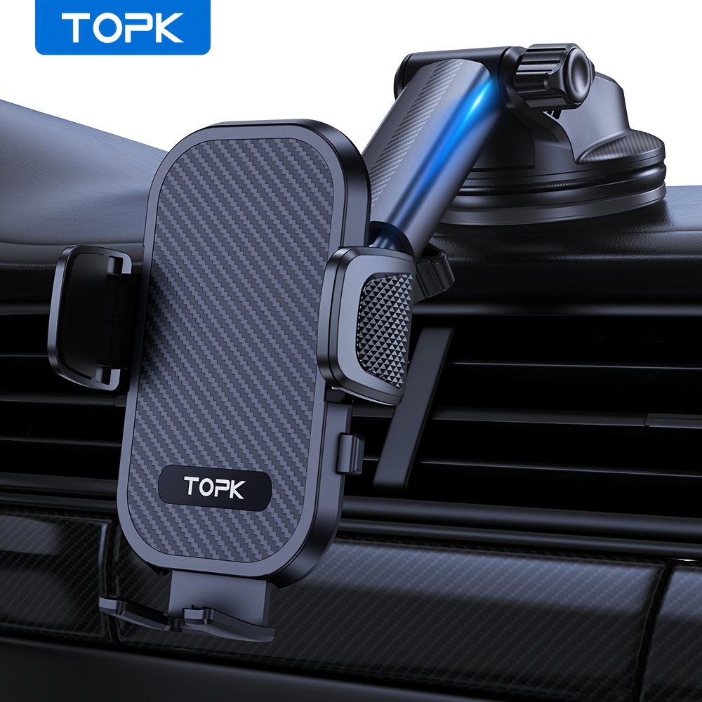 TEMU Topk D43n Car Phone Mount, Upgraded Support Full-range Adjustment Cell Phone Holder For Dashboard Automobile Compatible With All Smartphones
