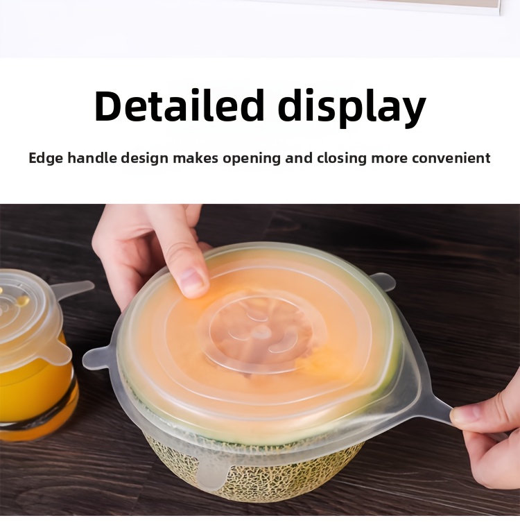 Juego de 6 tapas elásticas de silicona, cubiertas reutilizables y resistentes para tazones de almacenamiento de alimentos, seguras para usar en lavavajillas y refrigeradores, aptas para varios contenedores en 6 tamaños
