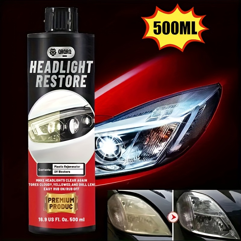 

Polish, 16.9 Fl Oz (500 Ml), Car Headlight Cleaner Kit, Removes Cloudiness Yellowing, Quick & Easy Rub On/off, Premium Vehicle Maintenance Product, 19.5cm/7.67in Tall Bottle