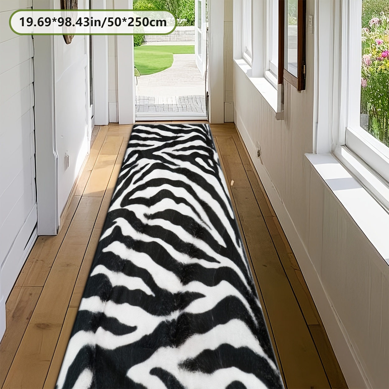 TEMU Golden Diamond Velvet   800g/mÂ²   Dotted Plastic Backing, Black And White Zebra Print Rug. The And White Zebra Pattern Exudes A Sense Of And