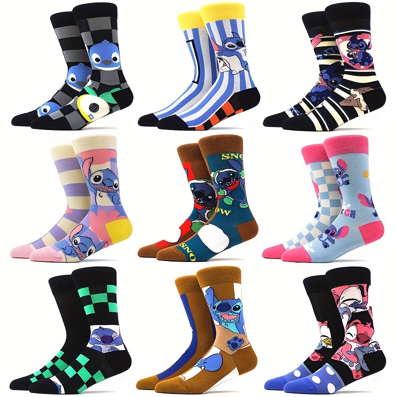 

9pcs Cute Cartoon Animal Socks - Soft Cotton , Fun & Comfy Mid-calf Socks For Men And Women - Gift