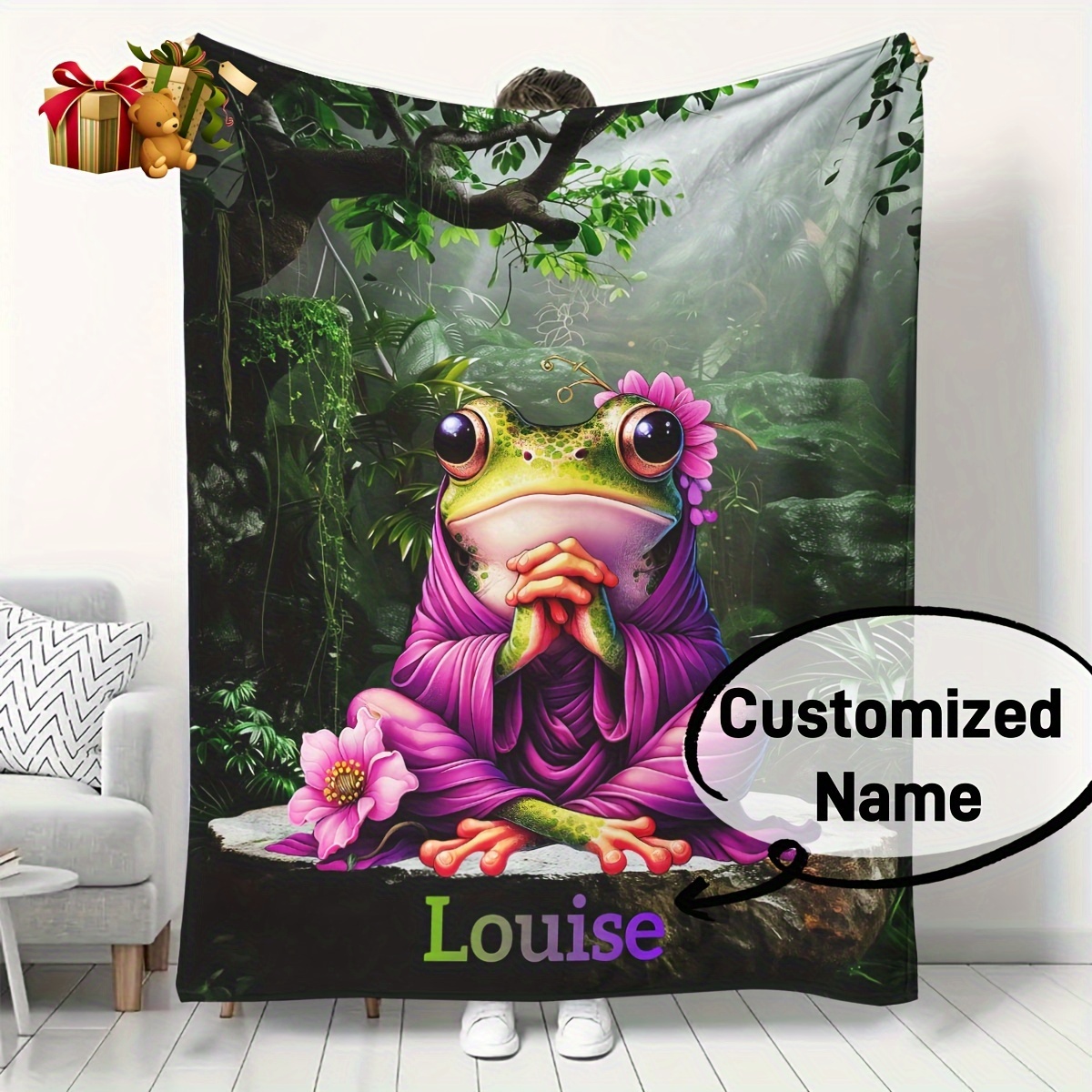 

en à de Grenouille Personnalisée - Nom Personnalisé, & Canapé, Lit, | Cadeau &