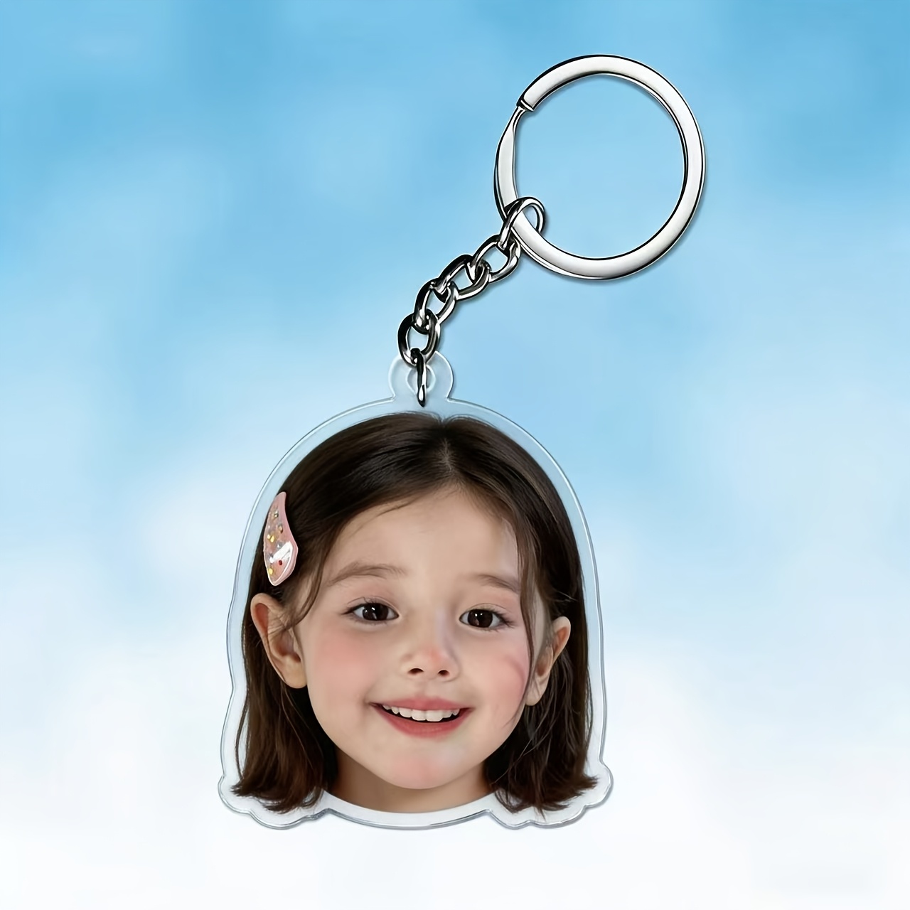 TEMU 1pc Cute Customized Photo Portrait Fashion Cute Fun Texture Personalized Acrylic Keychain Bag Pendant Mobile Phone Case Pendant Small Gift,