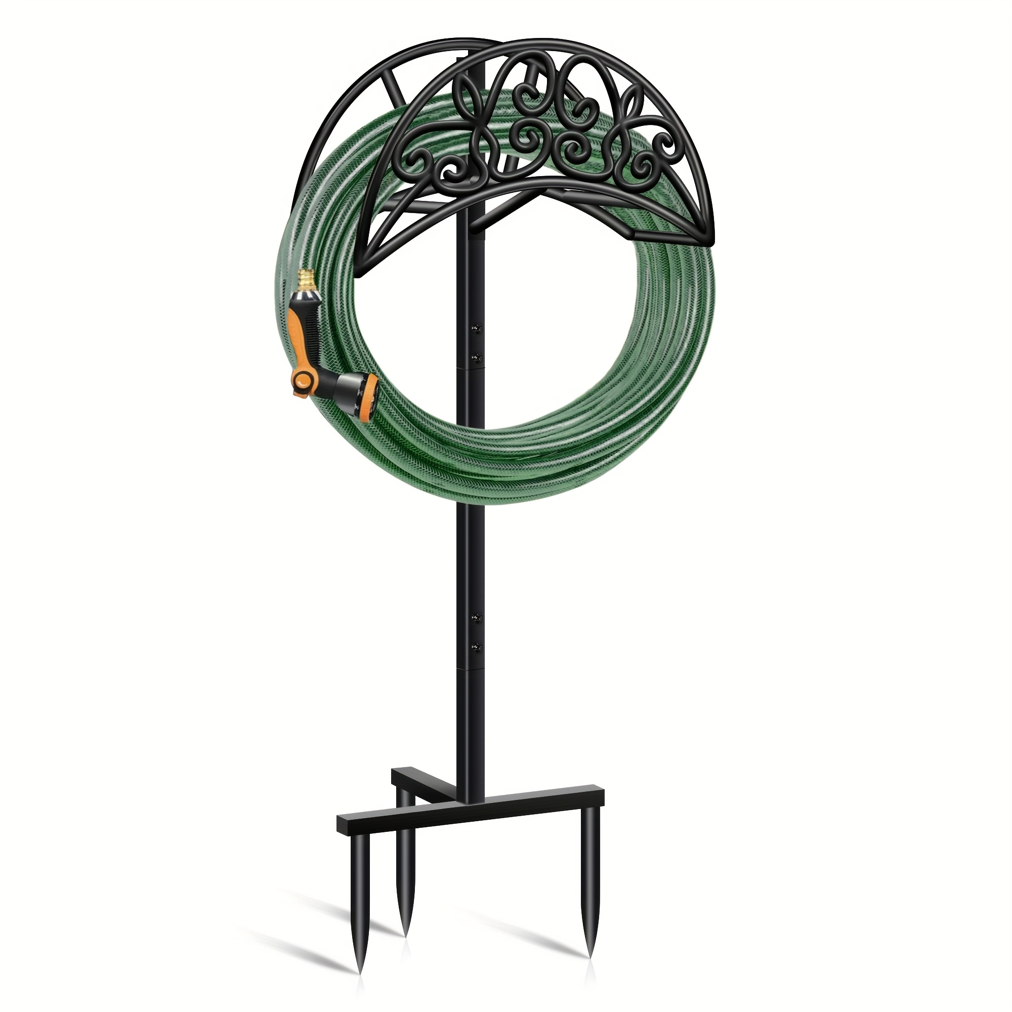 TEMU Support de rangement de tuyau durable, support de tuyau de jardin détachable en métal pour l'été et l'été, support de tuyau de jardin détachable