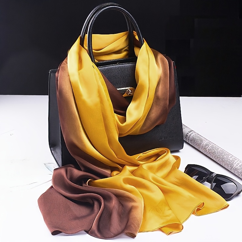 New Hangzhou Silk Women's New Silk Satin All-matching Long Air Conditioning Shawl Gradient Color Scarf Wholesale
