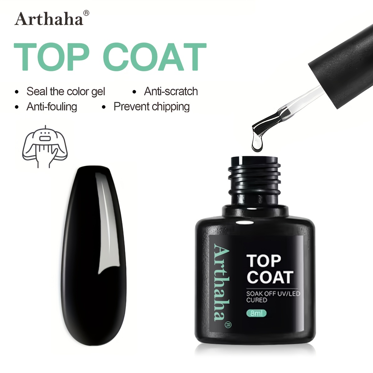 Image of Arthaha & Base Coat Gel Polish Set - Soak Off Led Lamp , Long Lasting Shine Finish, For / Nail Art Manicure - Professional Gel Nail Care For Women (compatible With - Lamp)