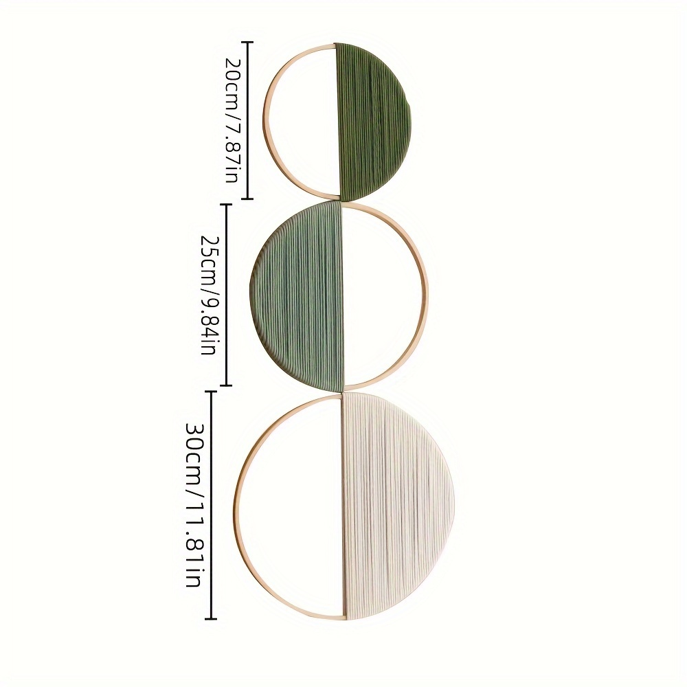 TEMU 3pcs Bohemian Style Circular Storage Shelf Wall Decoration Hand-woven Wall Hanging Home Decor Geometric Pattern Bedroom Living Room Decoration