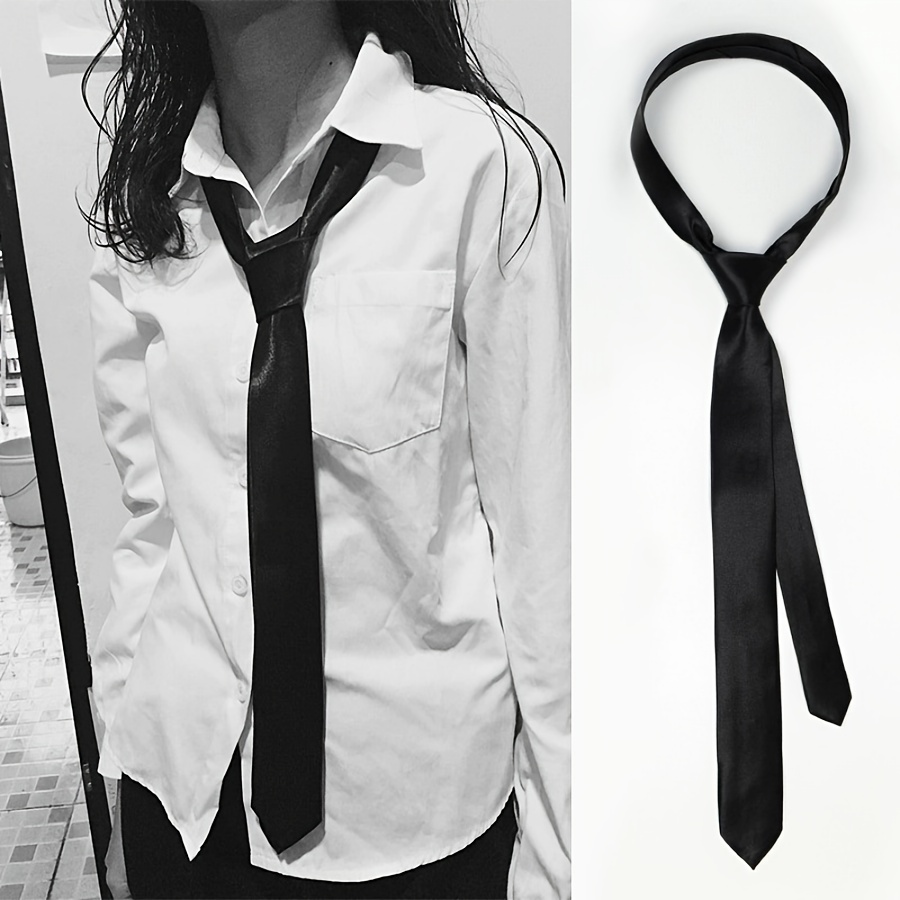 

Elegant Black Polyester Tie For Women - Casual Attire, Hand Or Only