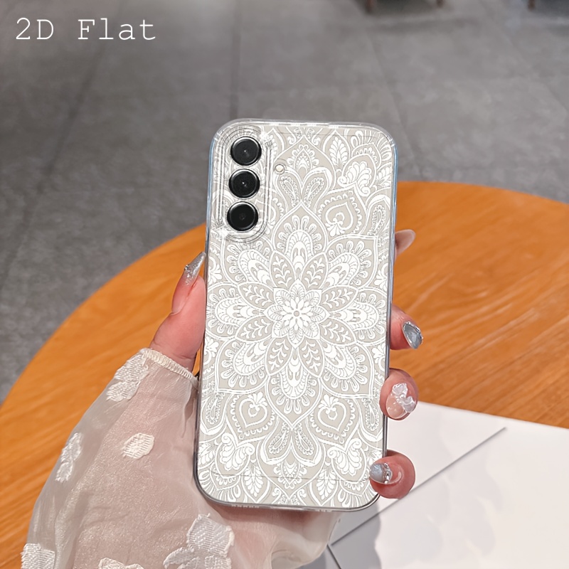 TEMU Phone Case - 2d Flat White Line Mandala Phone Case Suitable For Galaxy A03s A04 A05s A06 A07 A13 A14 A15 A16 5g A17 A22 A23 A24 A25 A26 A32 A34
