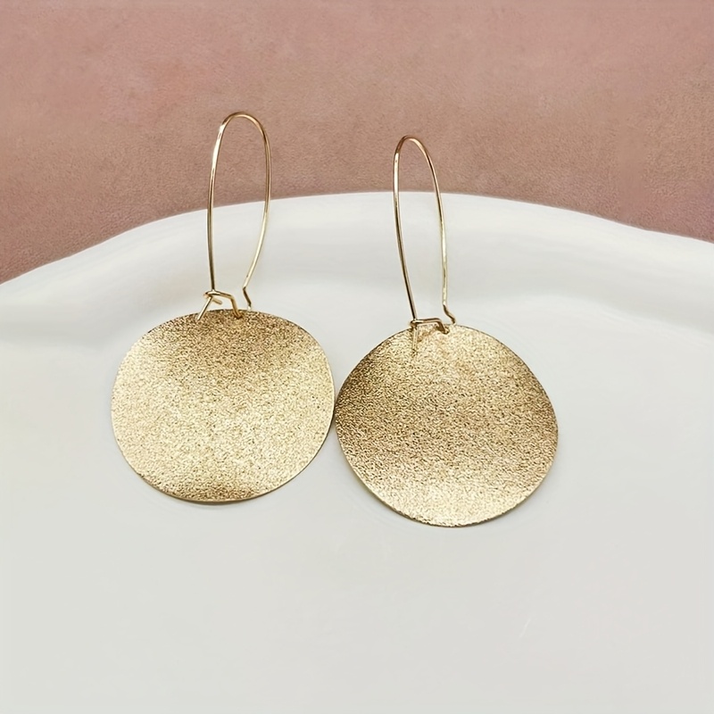 2pcs/set Bling Bling Geometric Round Women's Pendant Earrings