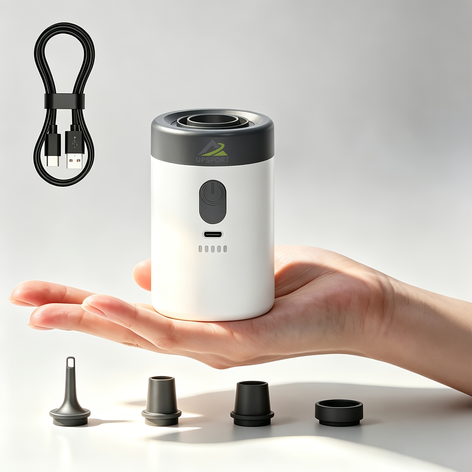 TEMU Portable Electric Air Pump With Dual Ports Fast Inflation/deflation, 1500mah Air Compressor Suitable For Air Mattresses, Pool Floats, Swimming