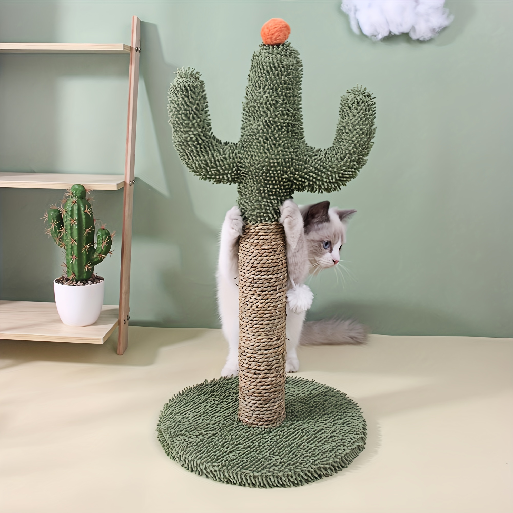 TEMU Cactus Cat Scratcher, Fun Indoor Play Toy, Promotes Claw Health And Active Exercise, Christmas And Halloween Gift