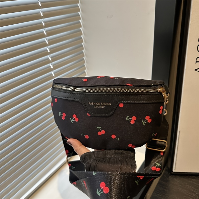 TEMU 1 pz Borsa da stampata / Borsa a tracolla a spalla larga / Borsa a tracolla ad capacit� con stampa di ciliegie - Elegante, versatile e retr簷 per