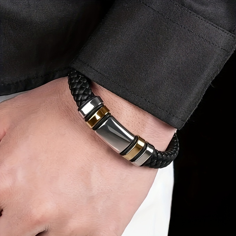 Bracelet Homme Cuir & Acier Bracelet bracelet bracelet bracelet tendance individuel pour hommes, mode western, cool et facile à porter