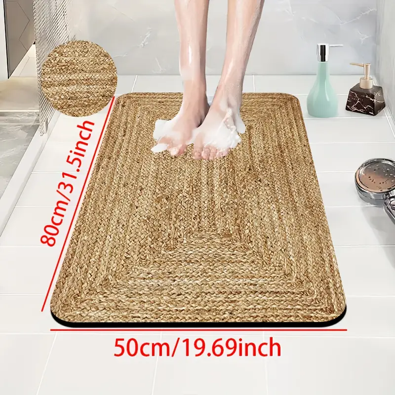 1pc diatomite bath mat retro texture print design quick dry non slip absorbent floor mat soft and comfortable for bathroom shower room laundry room bedroom doorway kitchen rug rv bathroom Product details 6