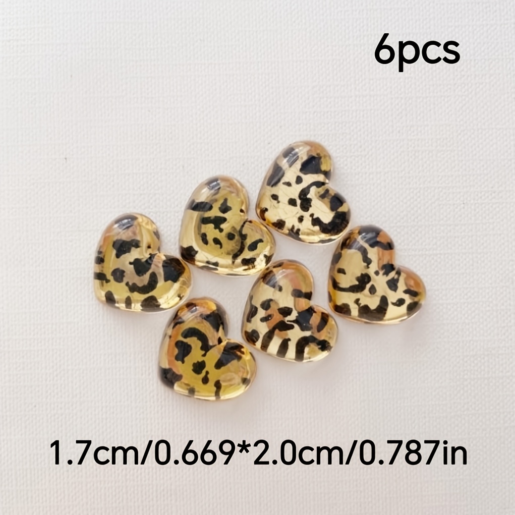 6 Leopard Print Heart-shaped Resin Fridge Magnets, Decorative Fridge Magnets, Cute Office And Kitchen Magnets, Kitchen Decor, Home Decor, Valentine's Day Gift, Holiday Decoration