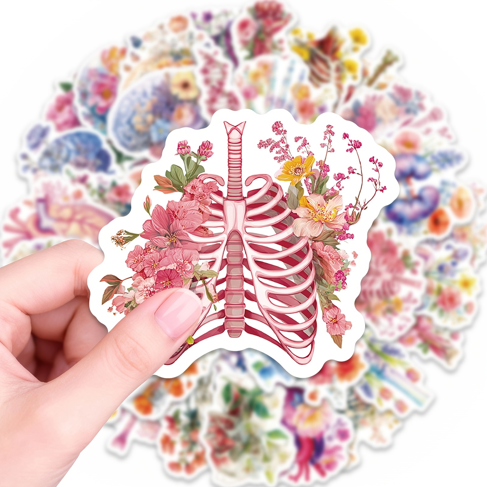 Image of 56pcs Human Organs Doodle Aesthetic Stickers - Perfect For Decorating Laptops, Phones, Guitars, Water Bottles, Cars, Tablets, Luggage, And Skateboards. Stickers For Phone Cases And Tablets.