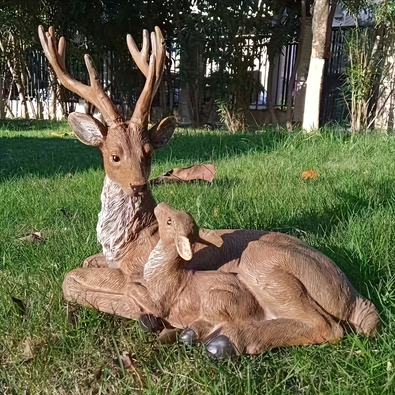 Antlered Deer Statue - Resin, Freestanding Decor For Weddings And Outdoor Spaces