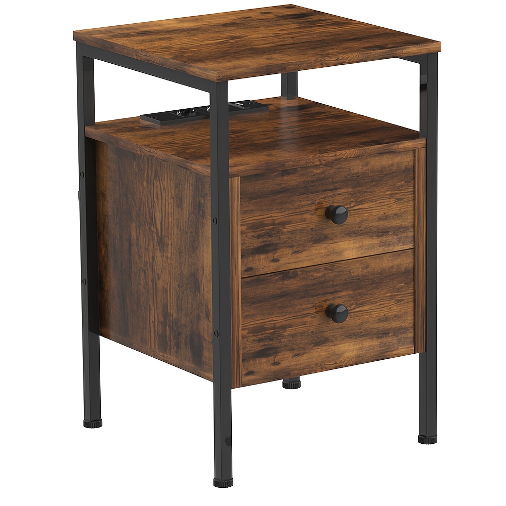 Bedside Table With 2 Drawers, Drawer Bedside Table, Bedside Table, Bedside Storage Cabinet, Bedroom Furniture, Bedroom Living Room Universal, 40x40x61cm, Brown