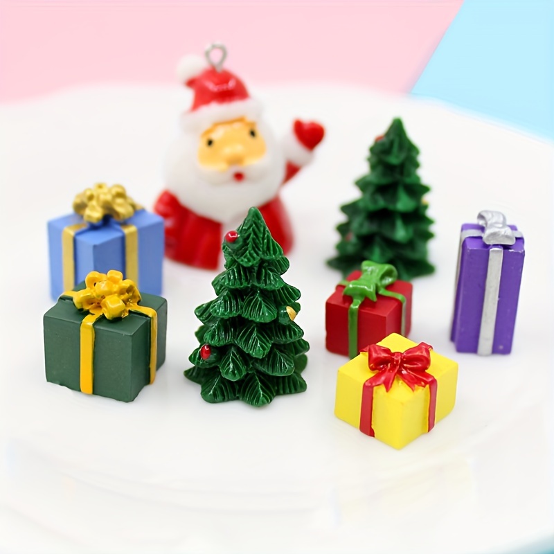 

10-piece Christmas Tree Ornament Set - 3d Resin & Plastic Diy Decorations For Holiday Home