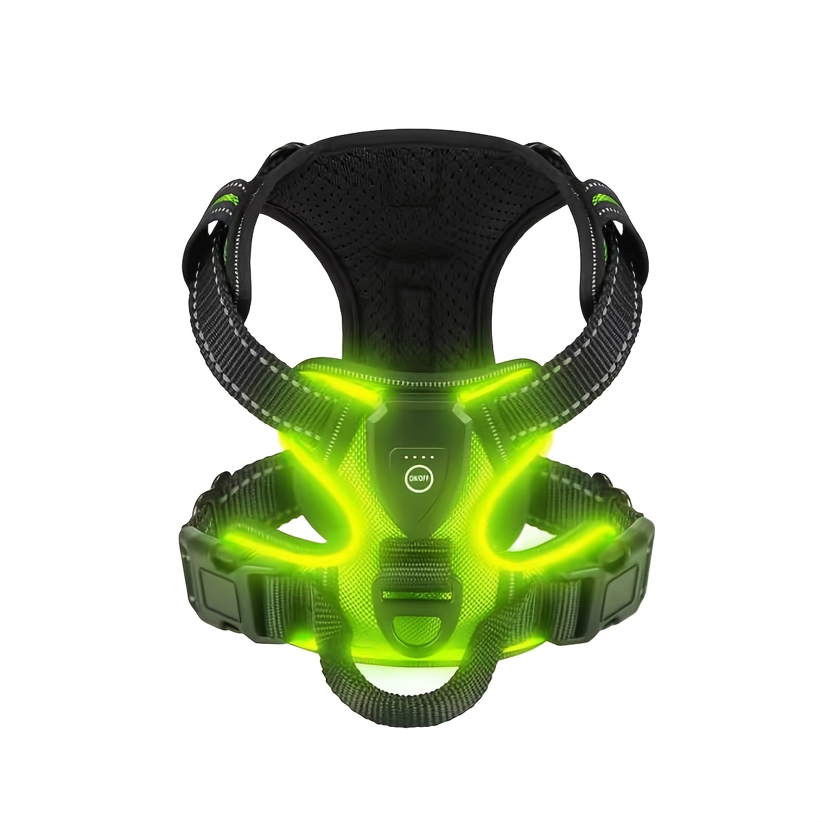 Light Up Dog Harness with LED Flashing Warning System - Rechargeable Suitable for Night Walking, 3 Lighting Modes & Flashing Alert, Oxford Cloth Harness for Low-Light Visibility, Machine Washable for Pet Travel and Nighttime